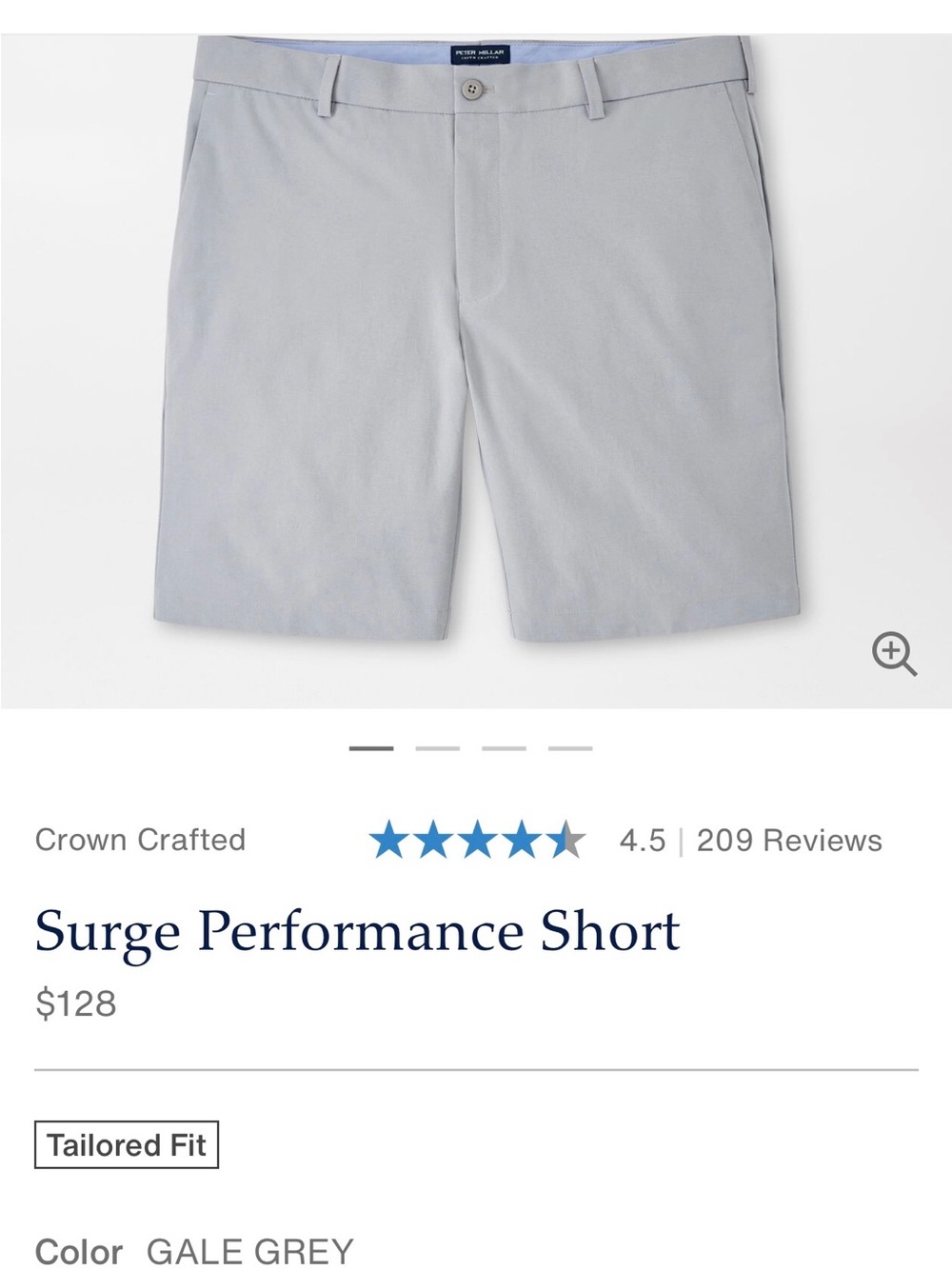Peter Millar Gale Grey crown classic Shorts